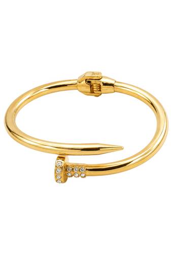 Anti tarnish gold tone nail cuff bracelet