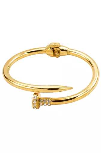 Anti tarnish gold tone nail cuff bracelet