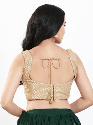 Women's silk padded back open sleeveless saree blouse 2