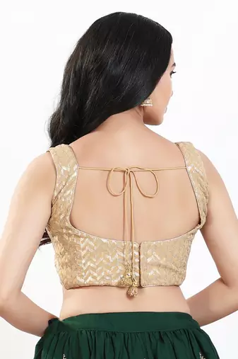 Women's silk padded back open sleeveless saree blouse