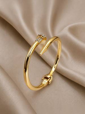 Anti tarnish gold tone nail cuff bracelet 2