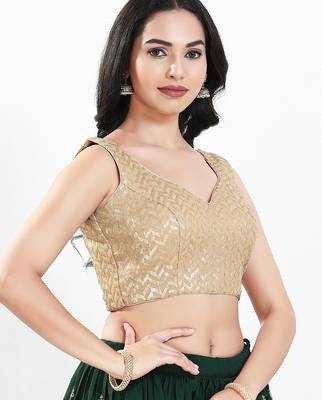 Women's silk padded back open sleeveless saree blouse 3