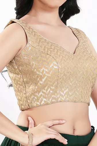 Women's silk padded back open sleeveless saree blouse
