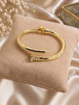 Anti tarnish gold tone nail cuff bracelet 4