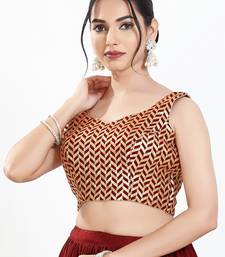Women's silk padded back open sleeveless saree blouse