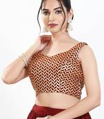 Women's silk padded back open sleeveless saree blouse