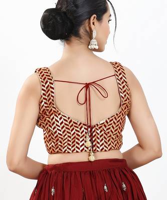Women's silk padded back open sleeveless saree blouse 2