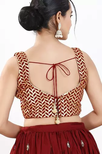 Women's silk padded back open sleeveless saree blouse