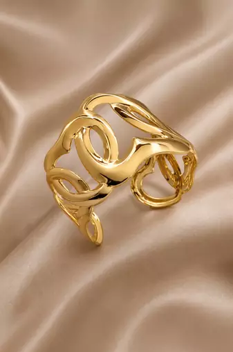 Anti tarnish stainless steel  heart loop cuff kada bracelet