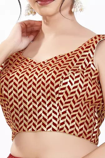 Women's silk padded back open sleeveless saree blouse
