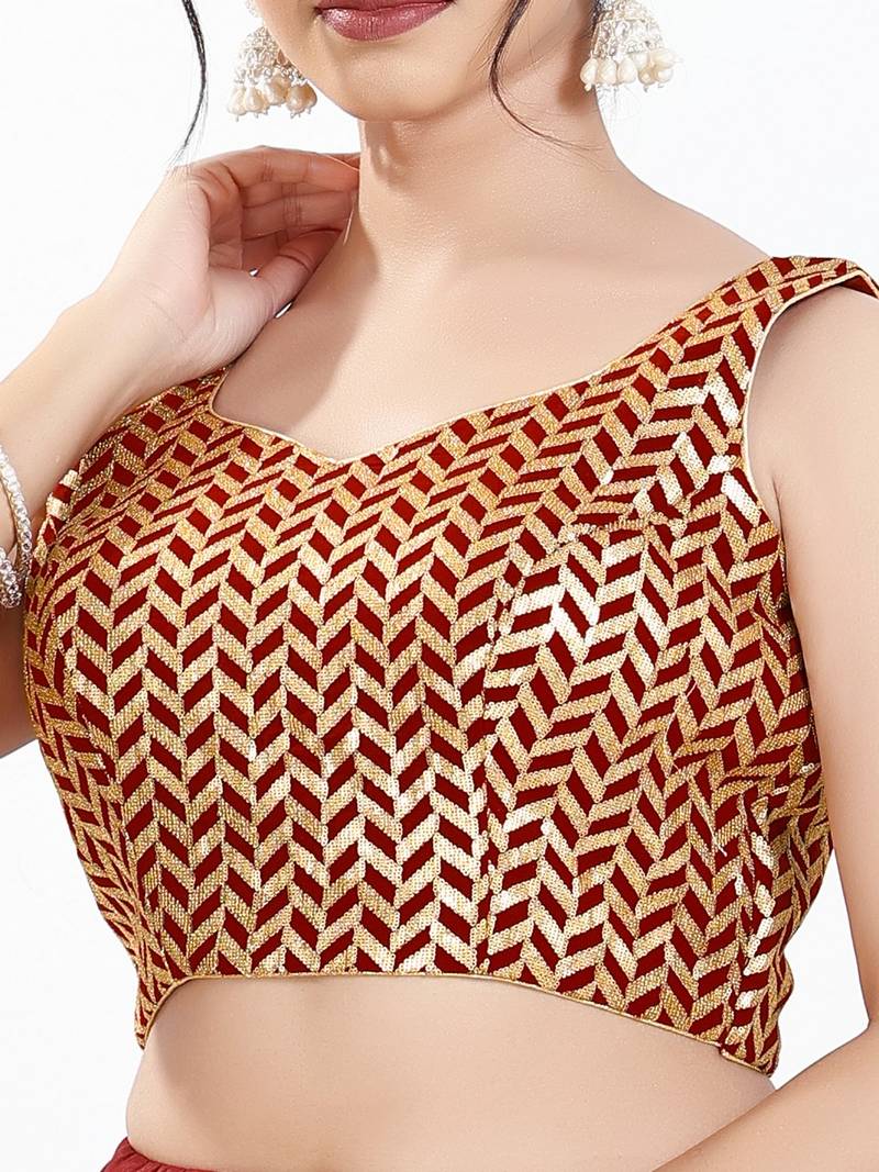 Women's silk padded back open sleeveless saree blouse