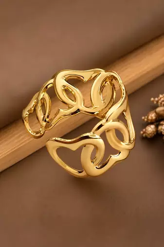 Anti tarnish stainless steel  heart loop cuff kada bracelet