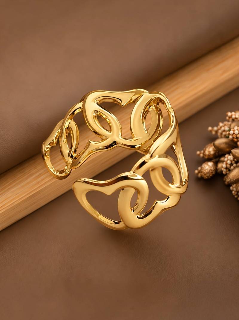 Anti tarnish stainless steel  heart loop cuff kada bracelet