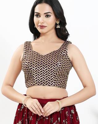 Women's silk padded back open sleeveless saree blouse 1