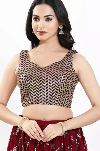 Women's silk padded back open sleeveless saree blouse