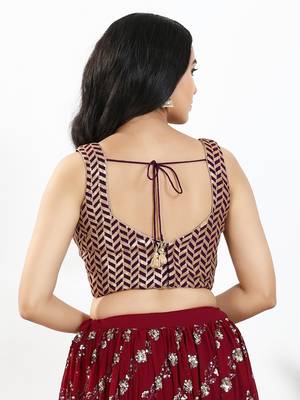 Women's silk padded back open sleeveless saree blouse 2