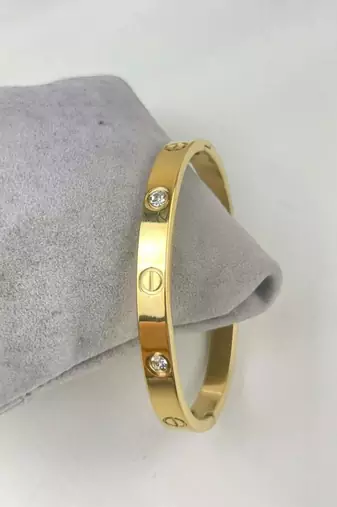 Anti tarnish gold plated classic rivet bangle bracelet