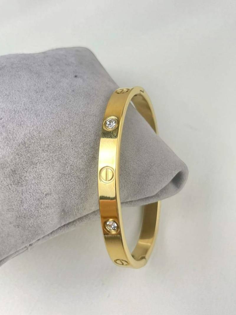 Anti tarnish gold plated classic rivet bangle bracelet