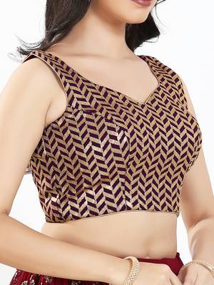 Women's silk padded back open sleeveless saree blouse 4