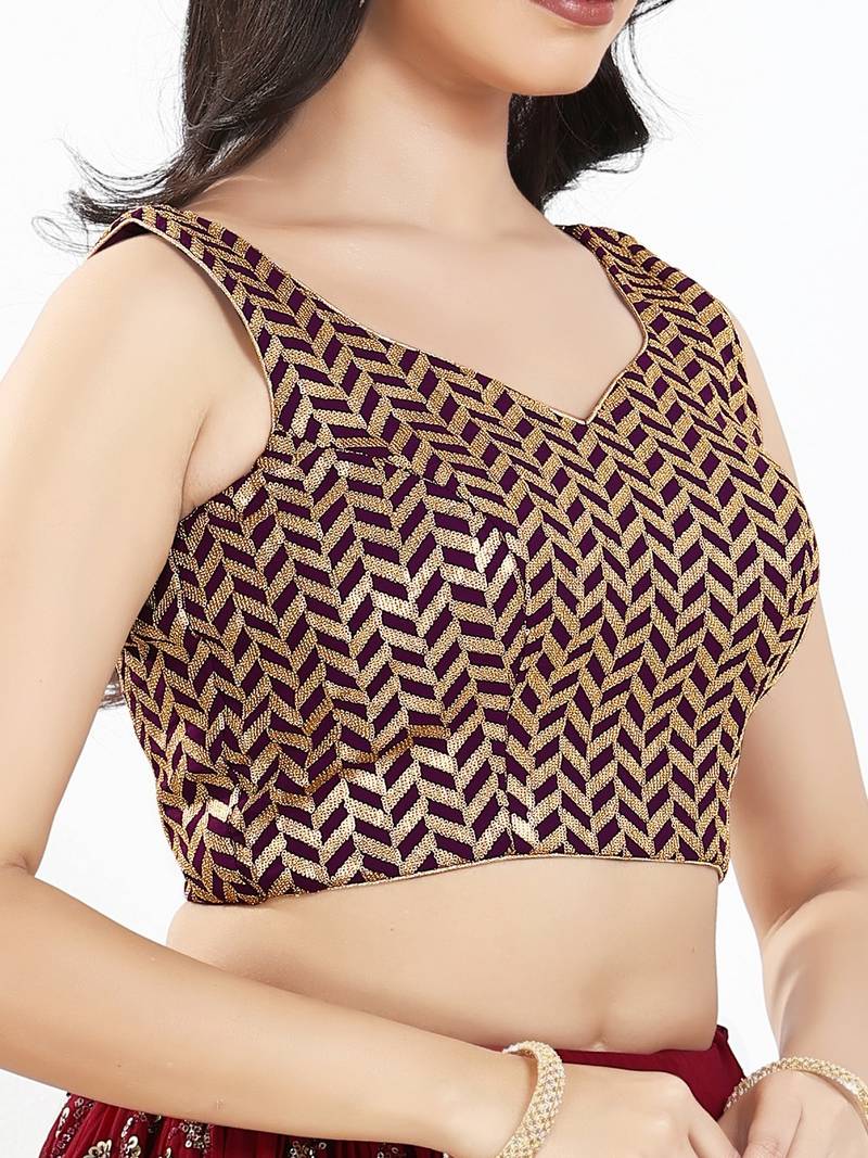 Women's silk padded back open sleeveless saree blouse