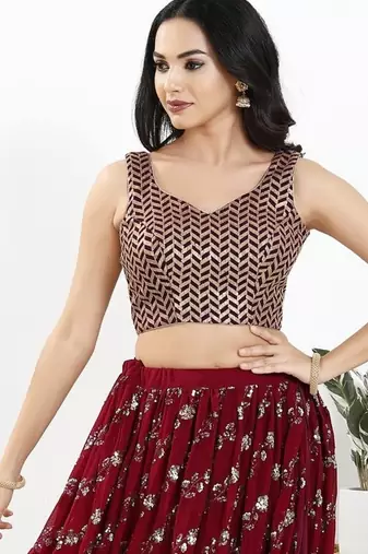 Women's silk padded back open sleeveless saree blouse
