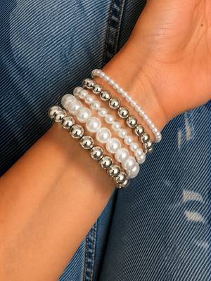 Stainless steel 5pcs stackable stretchable bracelet 2