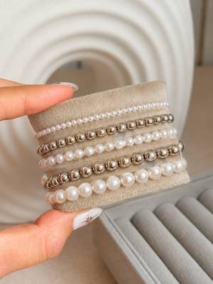 Stainless steel 5pcs stackable stretchable bracelet 3