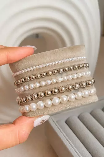 Stainless steel 5pcs stackable stretchable bracelet