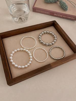 Stainless steel 5pcs stackable stretchable bracelet 4