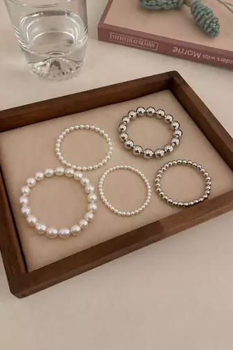 Stainless steel 5pcs stackable stretchable bracelet