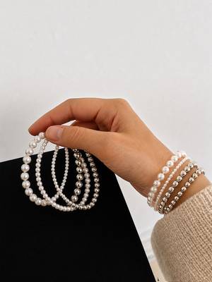 Stainless steel 5pcs stackable stretchable bracelet 5