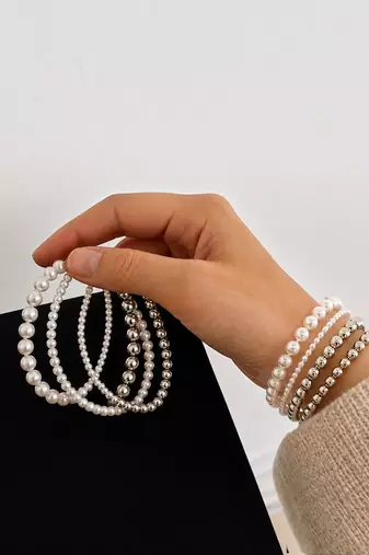 Stainless steel 5pcs stackable stretchable bracelet