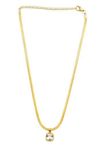 Anti tarnish square cut cz pendant necklace chain