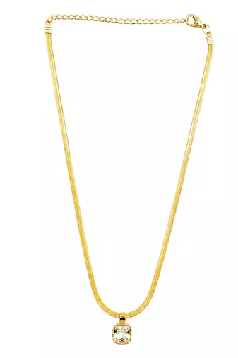 Anti tarnish square cut cz pendant necklace chain