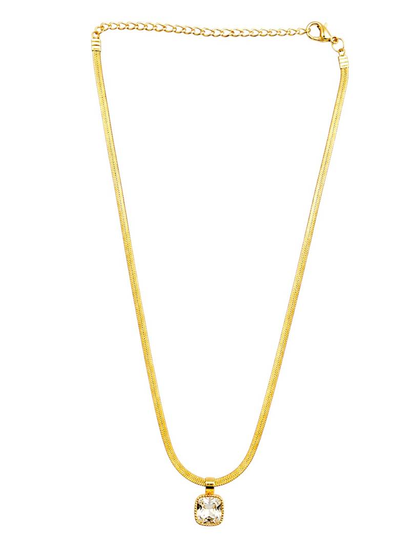 Anti tarnish square cut cz pendant necklace chain