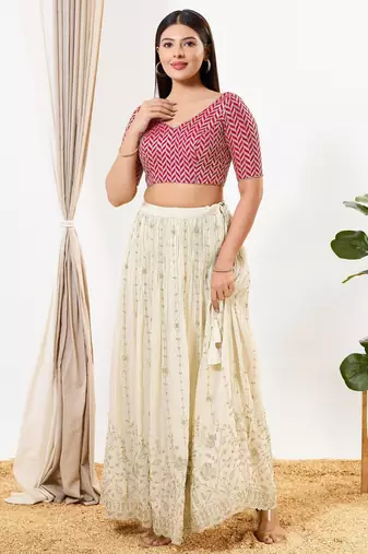 Women's silk padded back open elbow sleeves saree blouse