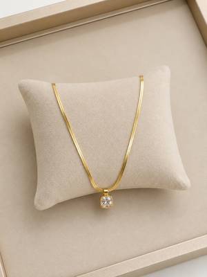 Anti tarnish square cut cz pendant necklace chain 5