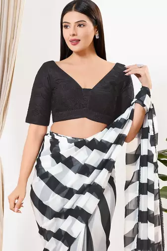 Women's silk padded back open elbow sleeves saree blouse
