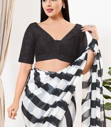 Women's silk padded back open elbow sleeves saree blouse