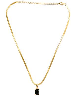 Gold plated anti tarnish black stone pendant necklace chain 1