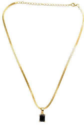 Gold plated anti tarnish black stone pendant necklace chain
