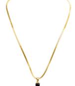 Gold plated anti tarnish black stone pendant necklace chain