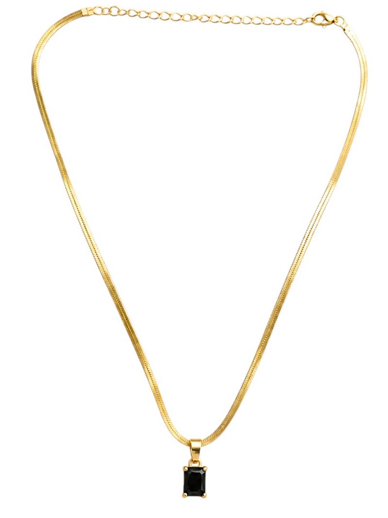 Gold plated anti tarnish black stone pendant necklace chain