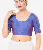 Women's tafeta silk padded front open elbow sleeves saree blouse
