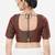 Women's tafeta silk padded front open elbow sleeves saree blouse