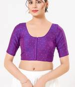 Women's tafeta silk padded front open elbow sleeves saree blouse