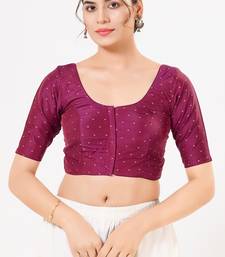 Women's tafeta silk padded front open elbow sleeves saree blouse