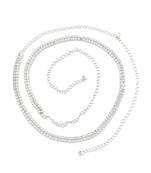 Silver plated cubic zircon double line kamarbandh waist chain