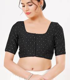 Women's tafeta silk padded front open elbow sleeves saree blouse