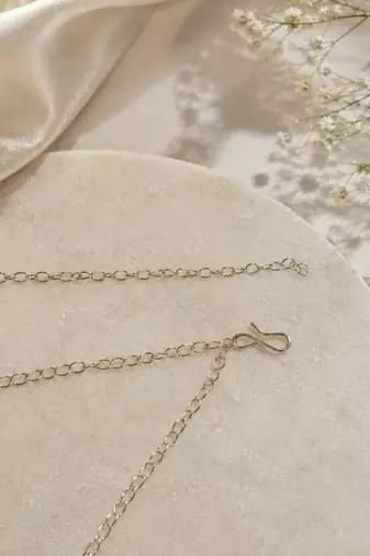 Silver plated cubic zircon double line kamarbandh waist chain